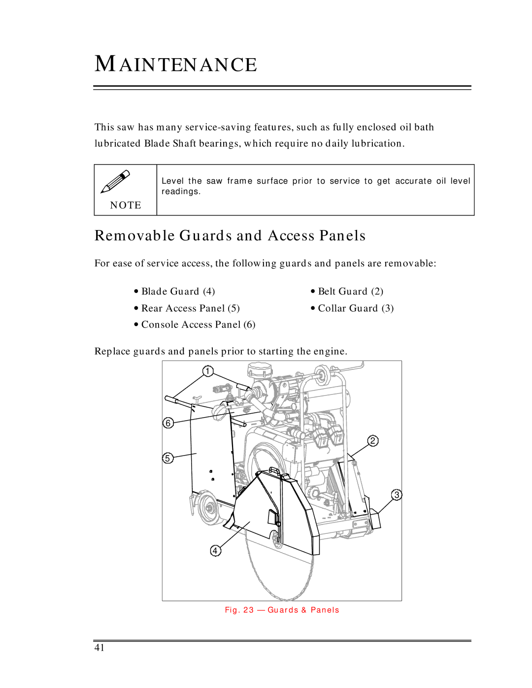 Multiquip Sp-6065 operation manual Maintenance, Removable Guards and Access Panels 