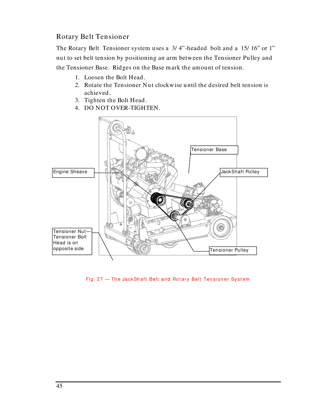 Multiquip Sp-6065 operation manual Rotary Belt Tensioner, Do not OVER-TIGHTEN 