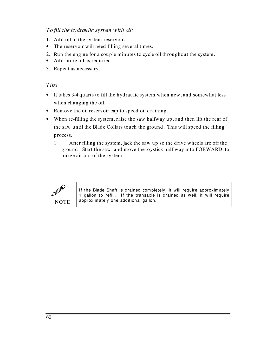 Multiquip Sp-6065 operation manual To fill the hydraulic system with oil 