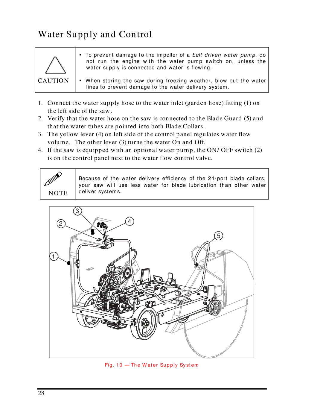 Multiquip SP-6457 TD operation manual Water Supply and Control, Water Supply System 