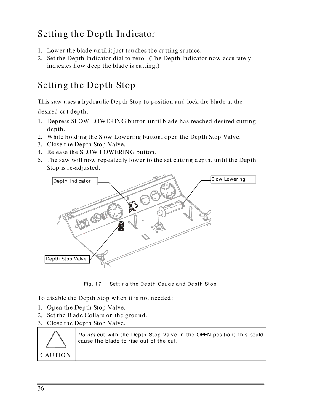 Multiquip SP-6457 TD operation manual Setting the Depth Indicator, Setting the Depth Stop 