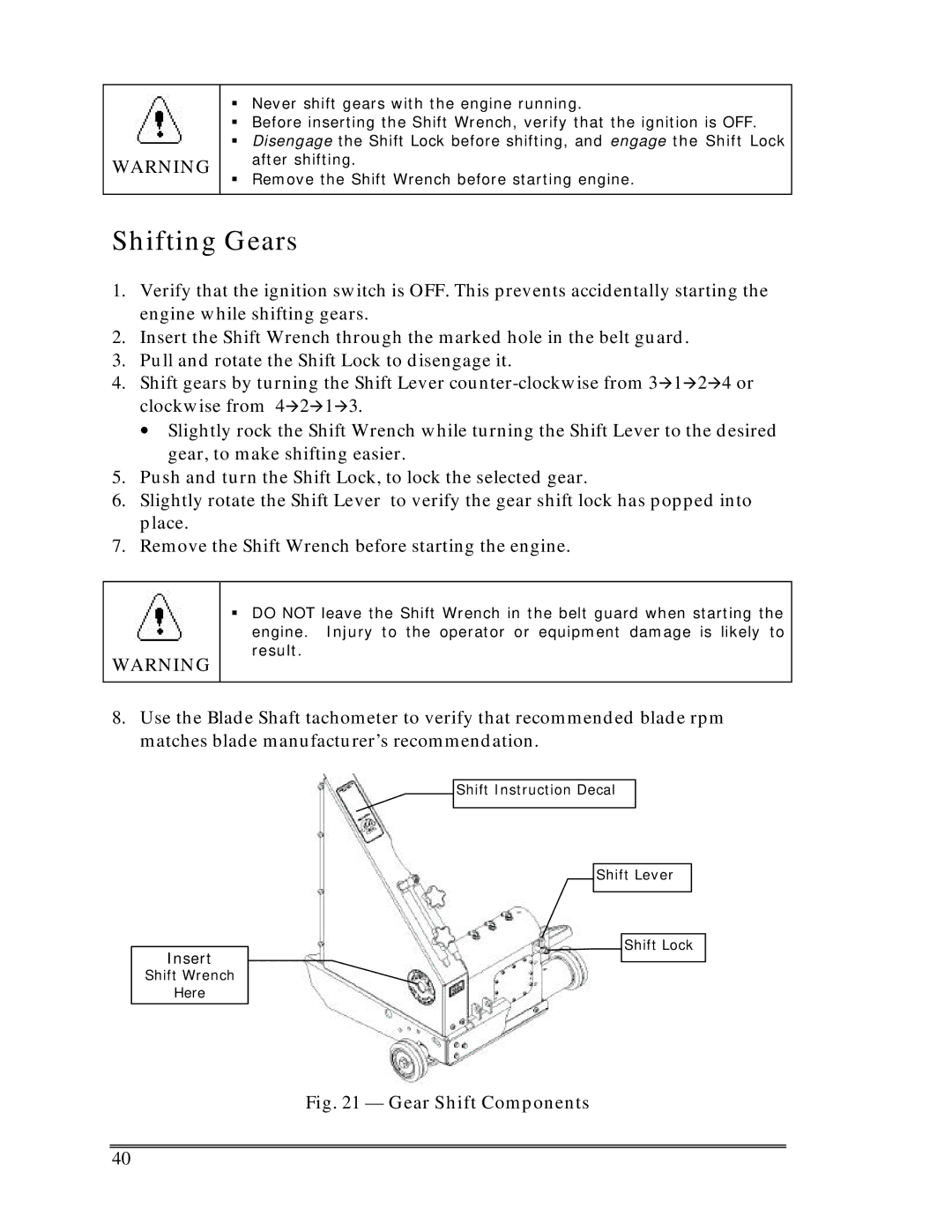 Multiquip SP-6457 TD operation manual Shifting Gears, Gear Shift Components 