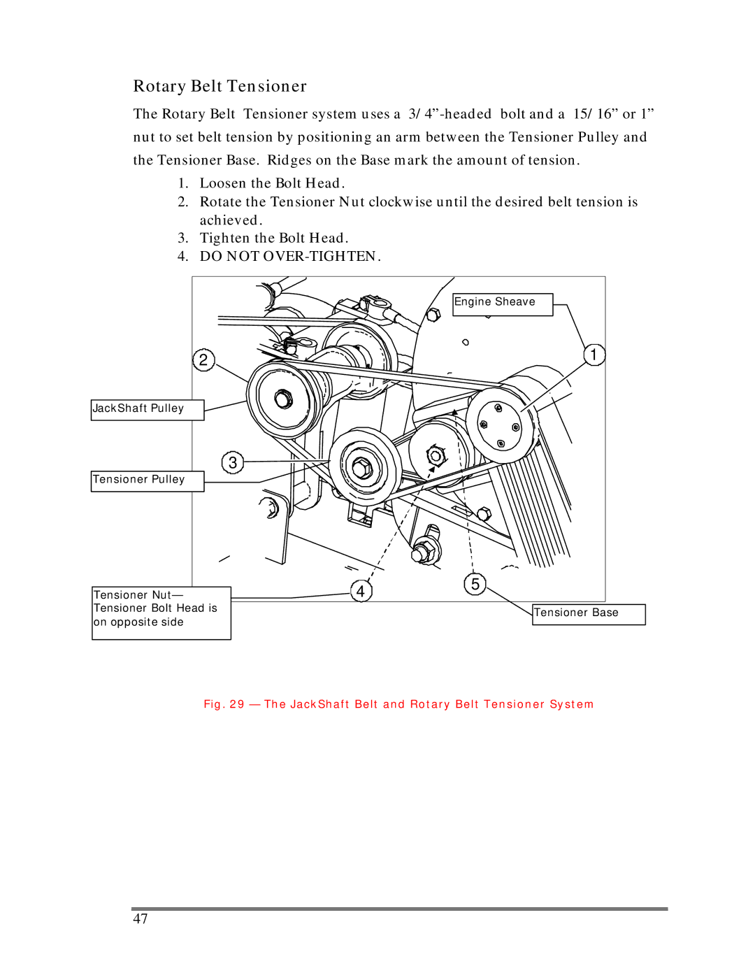 Multiquip SP-6457 TD operation manual Rotary Belt Tensioner, Do not OVER-TIGHTEN 