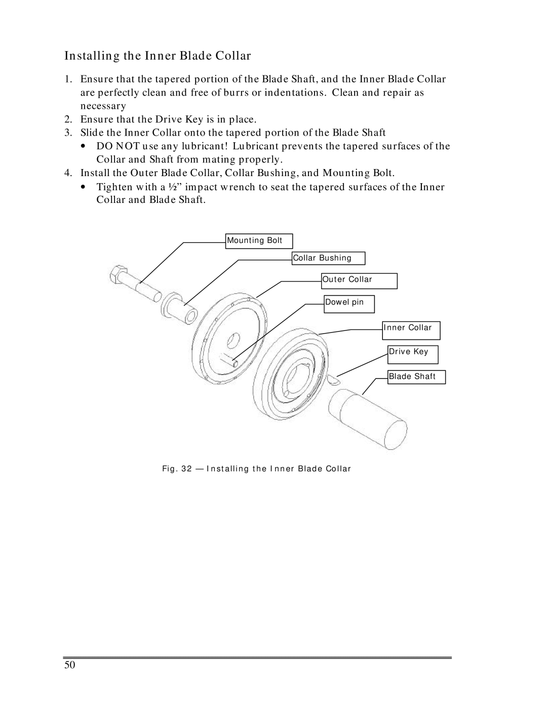 Multiquip SP-6457 TD operation manual Installing the Inner Blade Collar 