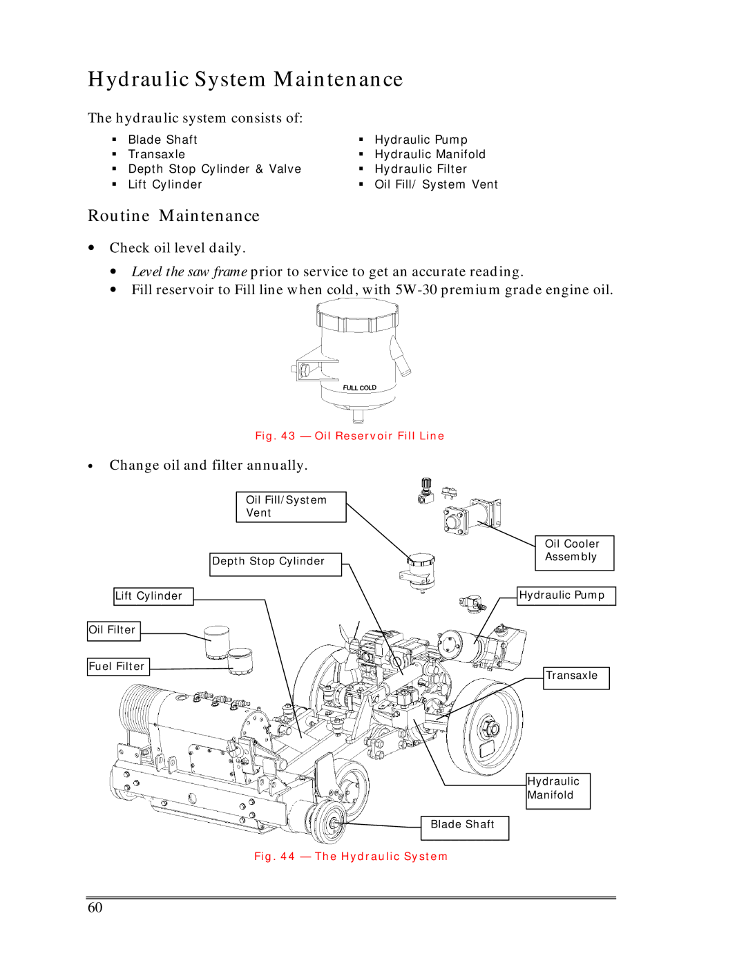 Multiquip SP-6457 TD operation manual Hydraulic System Maintenance, Routine Maintenance 