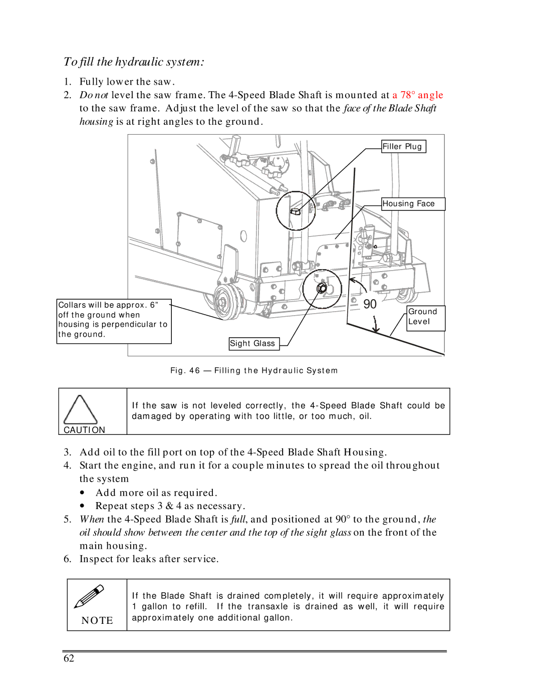 Multiquip SP-6457 TD operation manual To fill the hydraulic system 