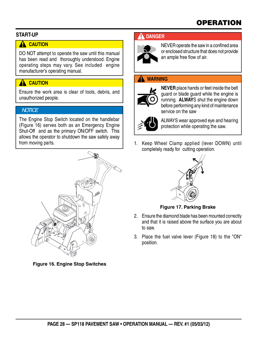 Multiquip SP118 operation manual Operation, Start-Up 