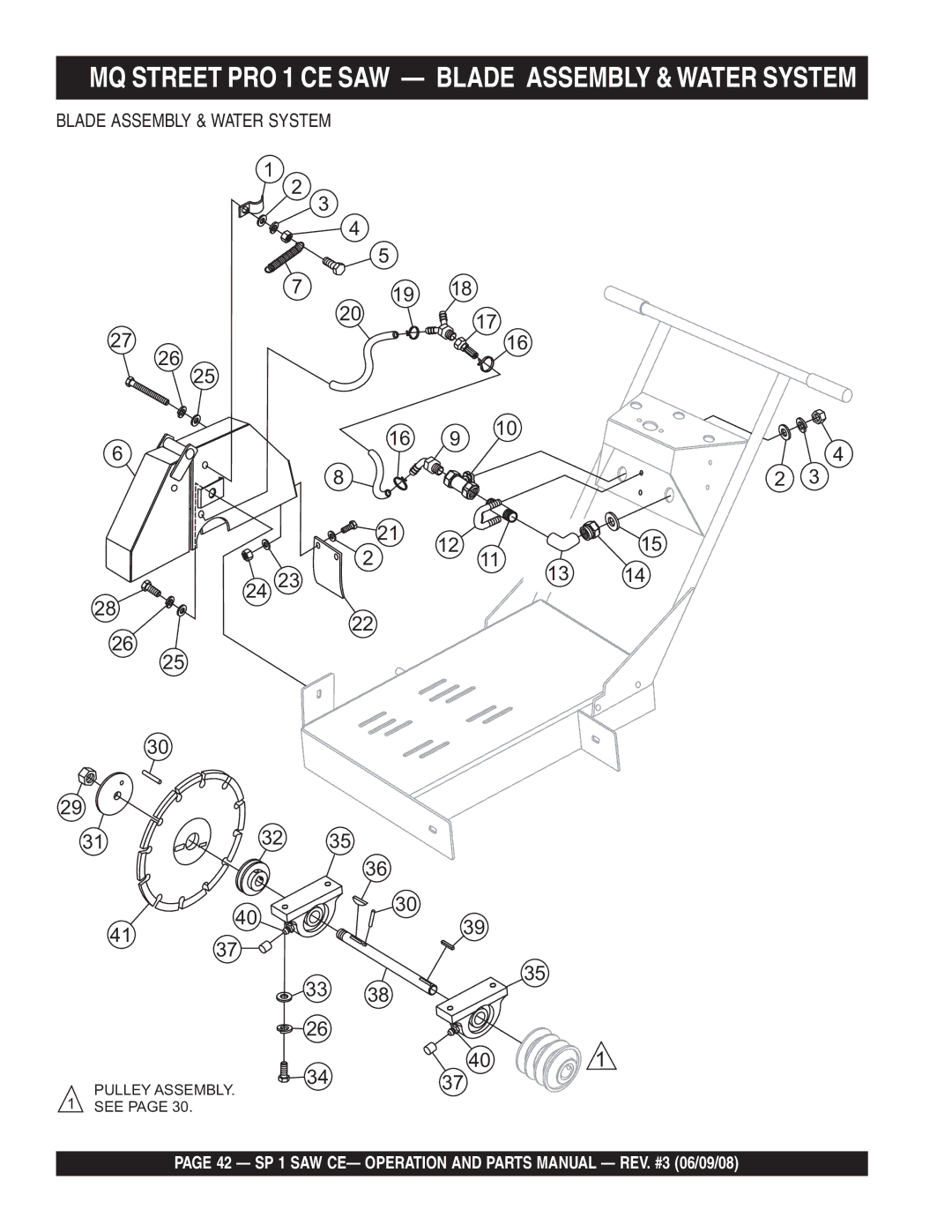 Multiquip SP1CE13H18 manual MQ Street PRO 1 CE SAW Blade Assembly & Water System 