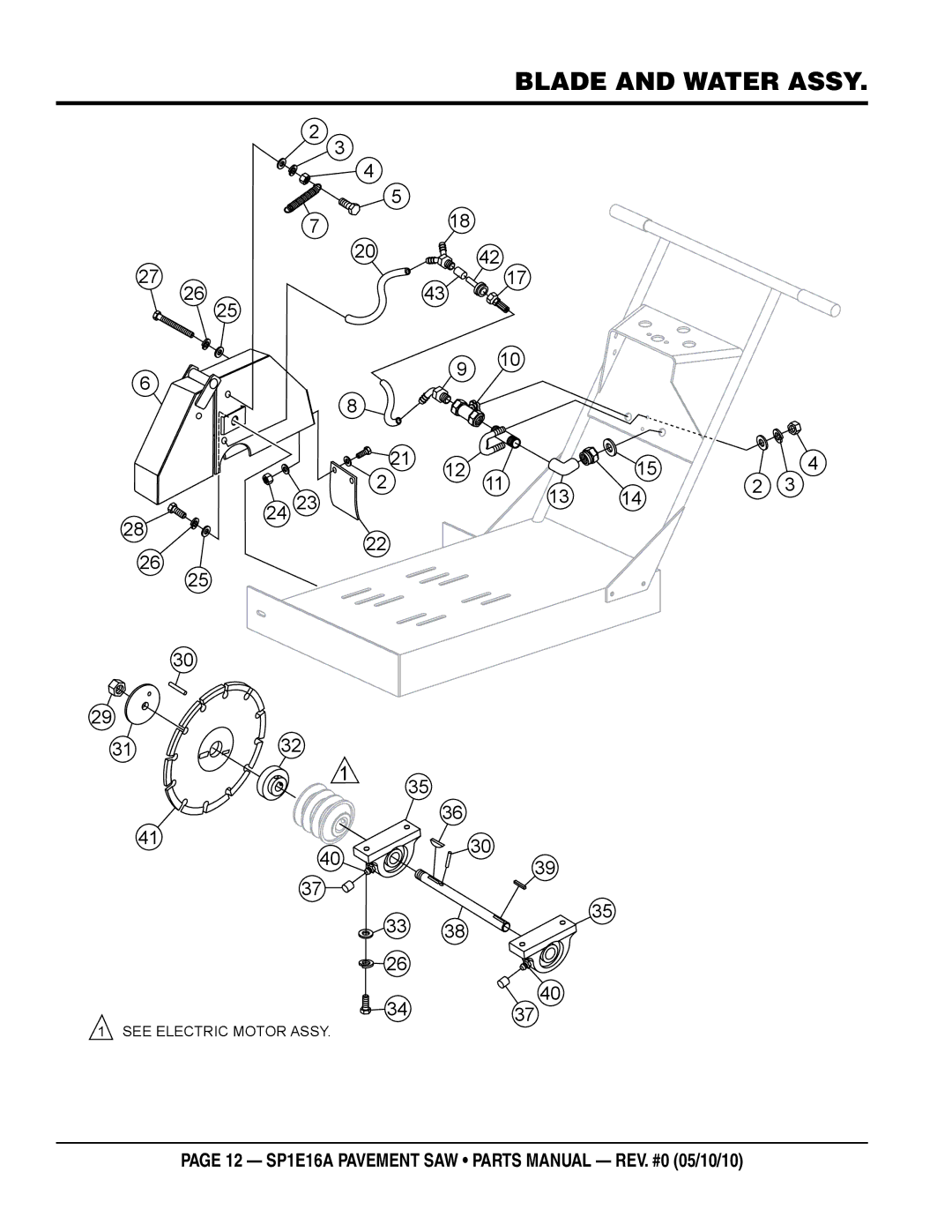 Multiquip SP1E16A manual Blade and Water assy 