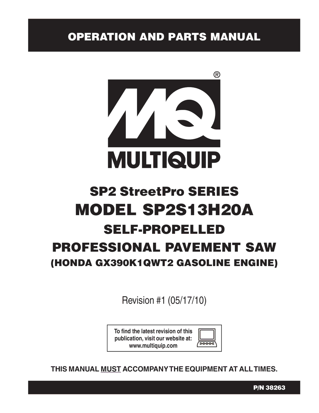 Multiquip manual Model SP2S13H20A 