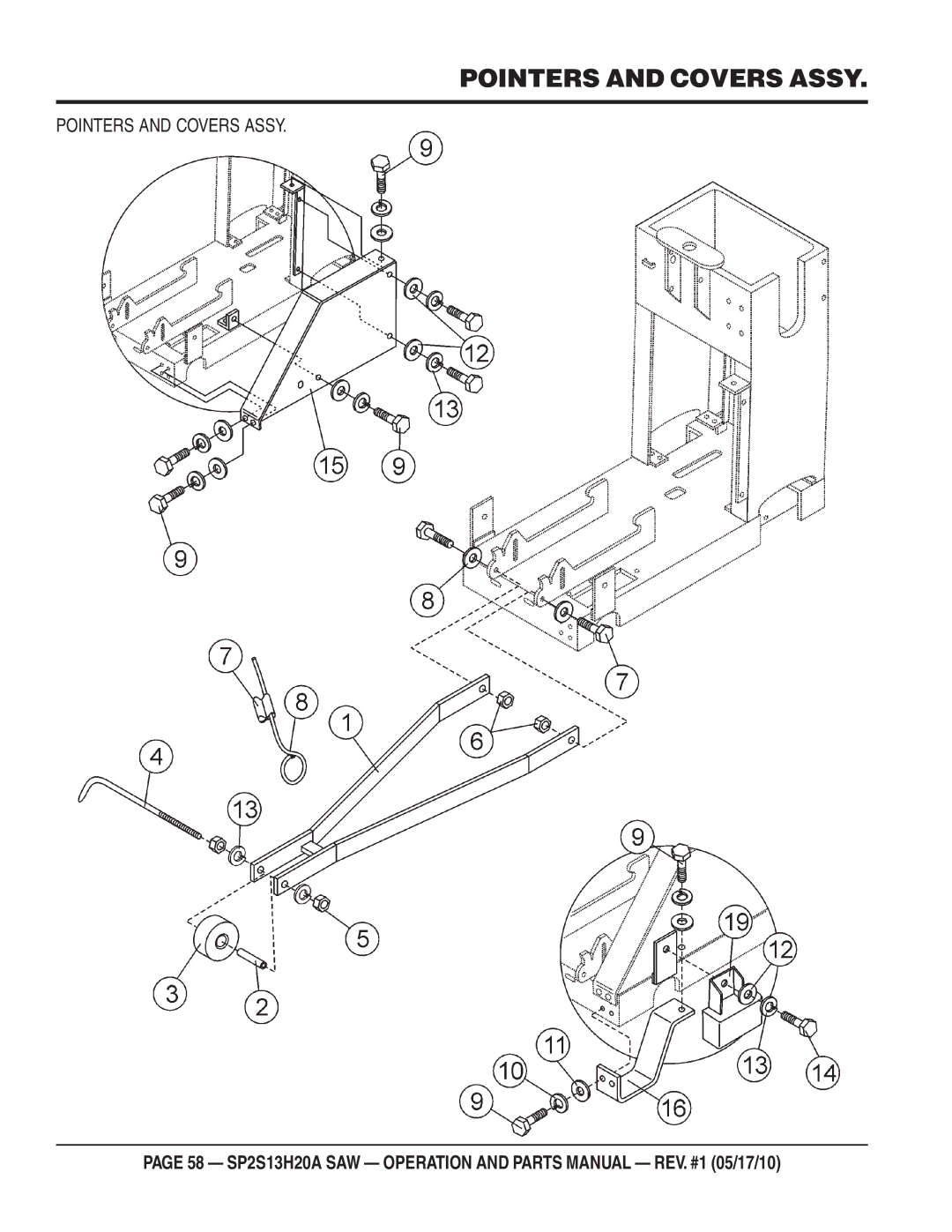 Multiquip SP2S13H20A manual Pointers and Covers Assy 