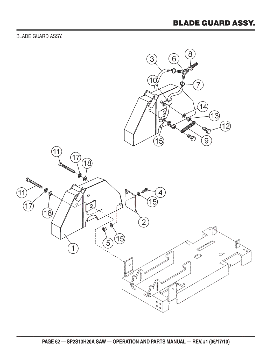 Multiquip SP2S13H20A manual Blade Guard Assy 