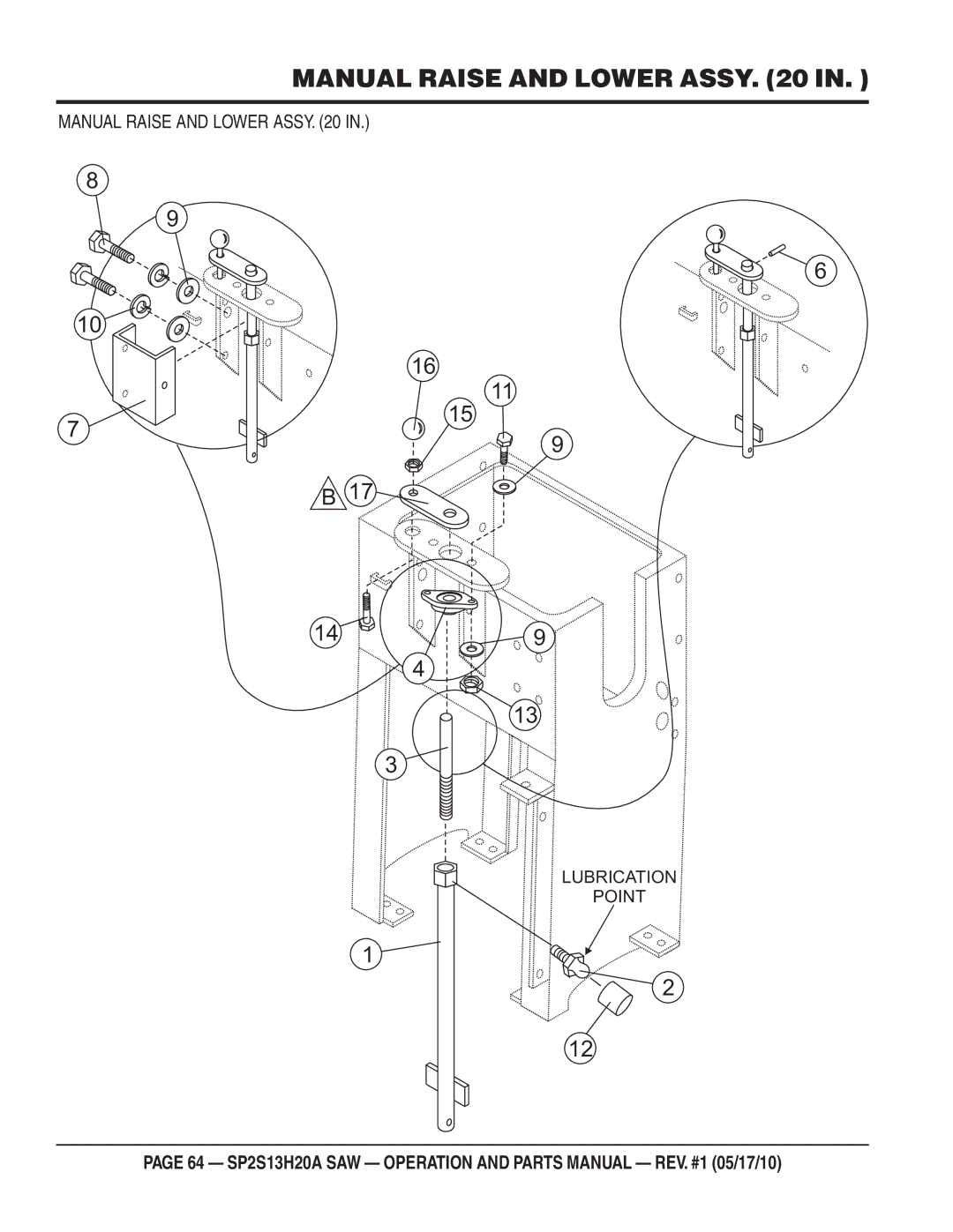 Multiquip SP2S13H20A manual Manual Raise and Lower Assy 