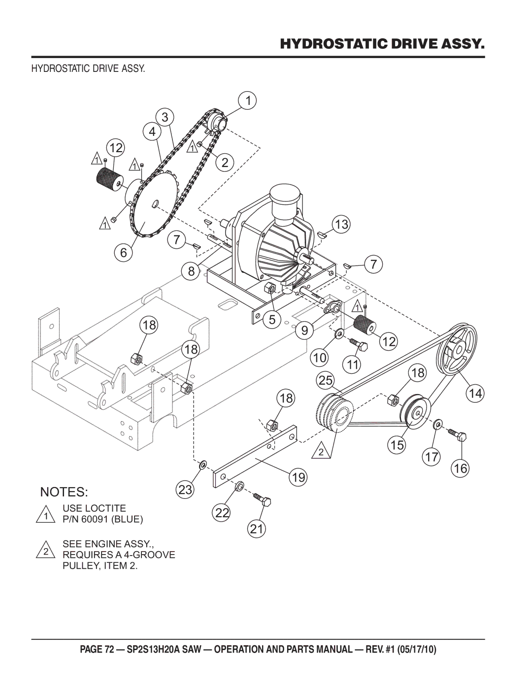 Multiquip SP2S13H20A manual Hydrostatic Drive Assy 