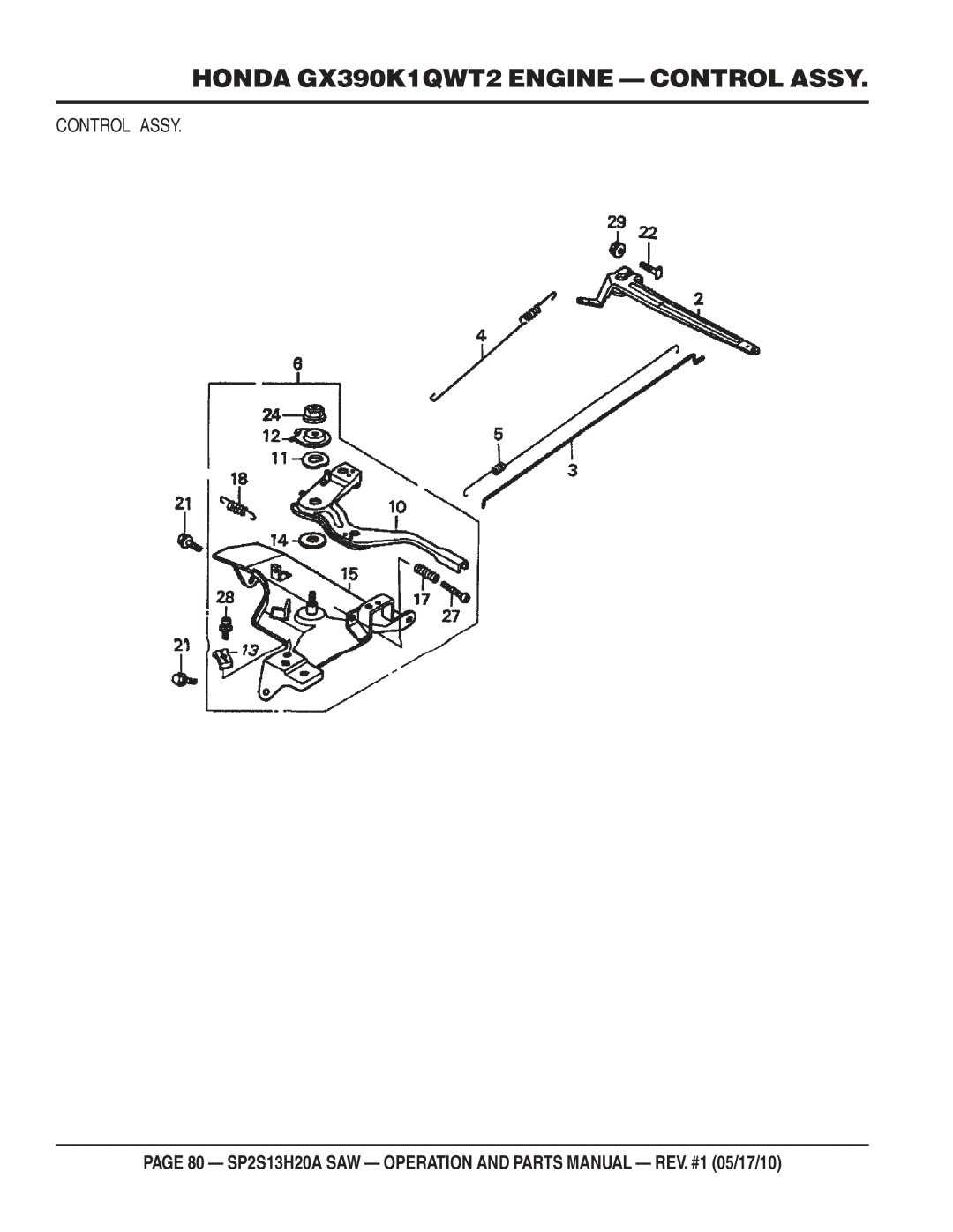 Multiquip SP2S13H20A manual Honda GX390K1QWT2 Engine Control Assy 