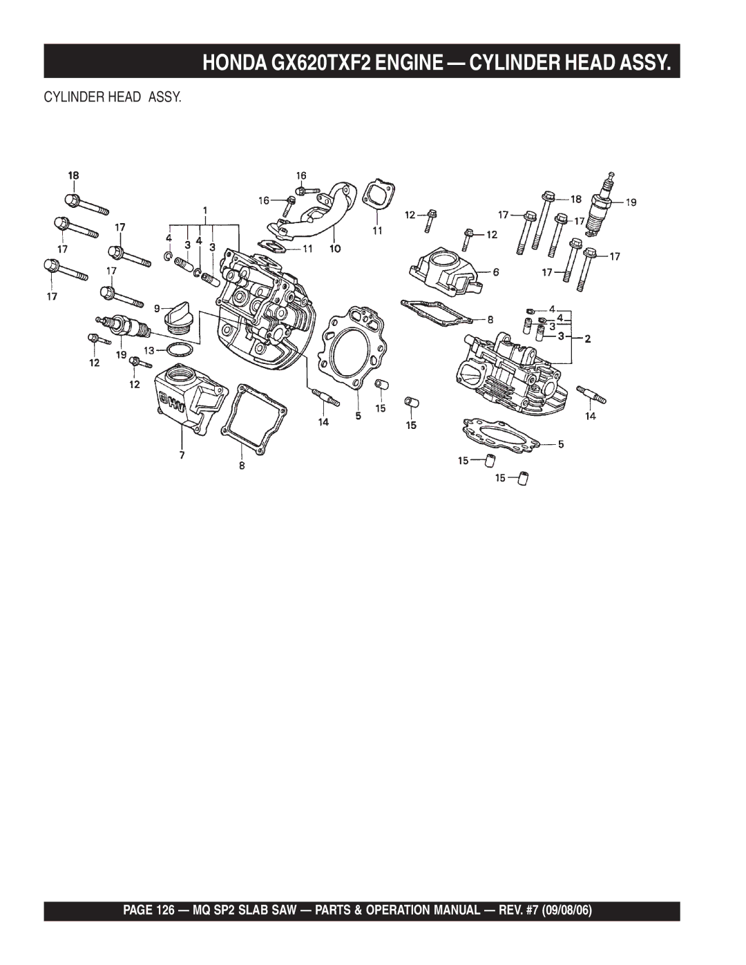 Multiquip SP2S20H20, SP213H20, SP2S13H20 manual Honda GX620TXF2 Engine Cylinder Head Assy 