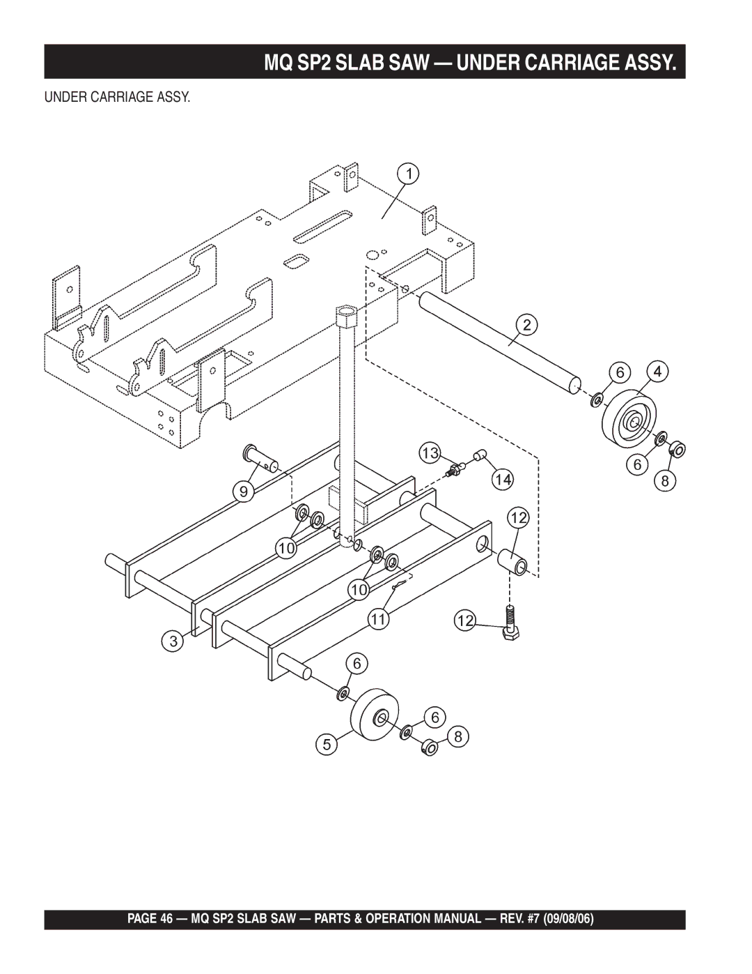 Multiquip SP213H20, SP2S20H20, SP2S13H20 manual Under Carriage Assy 