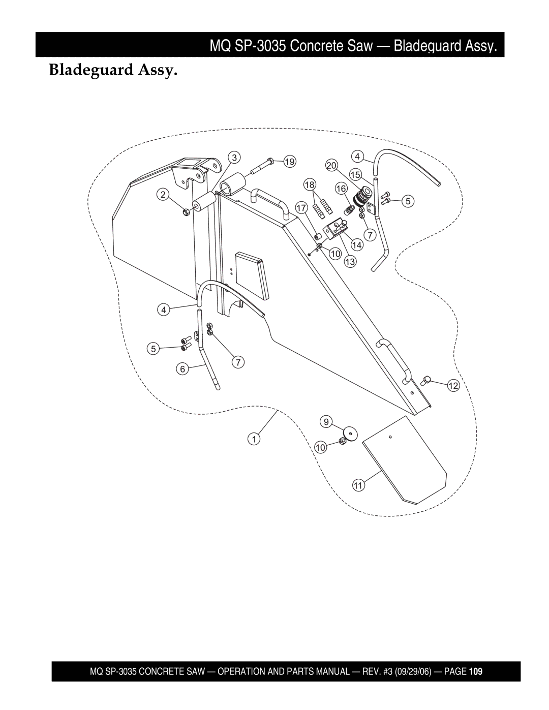 Multiquip SP303520, SP303516, SP303530, SP303526 manual Bladeguard Assy 