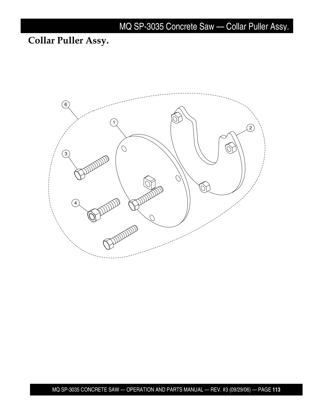 Multiquip SP303520, SP303516, SP303530, SP303526 manual Collar Puller Assy 