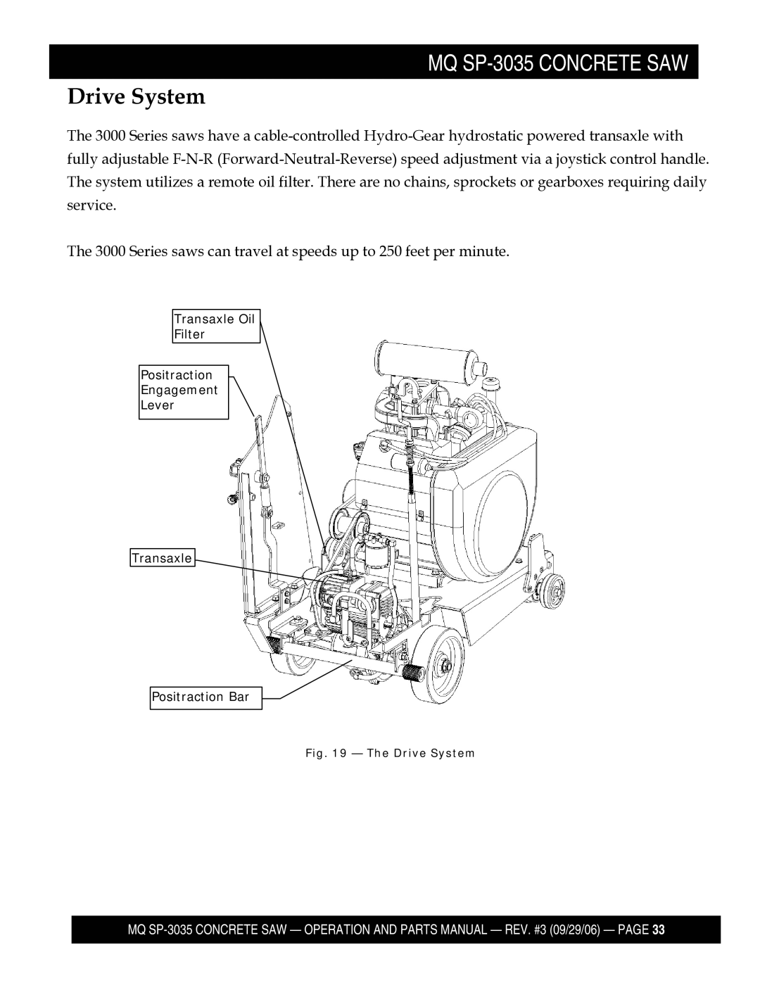 Multiquip SP303520, SP303516, SP303530, SP303526 manual Drive System 