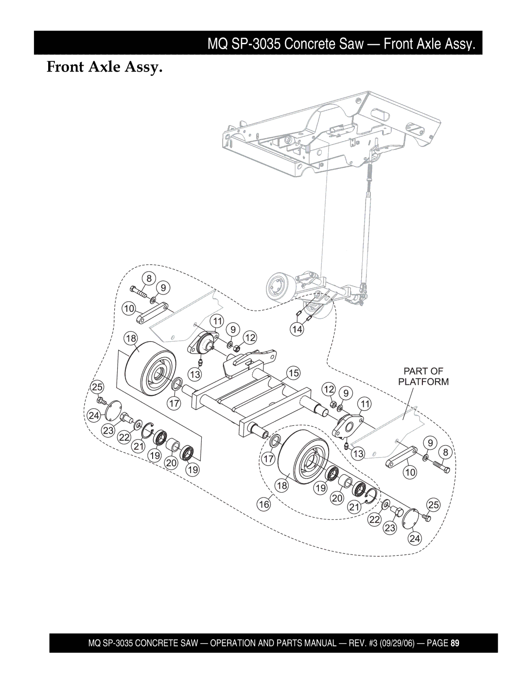 Multiquip SP303520, SP303516, SP303530, SP303526 manual Front Axle Assy 