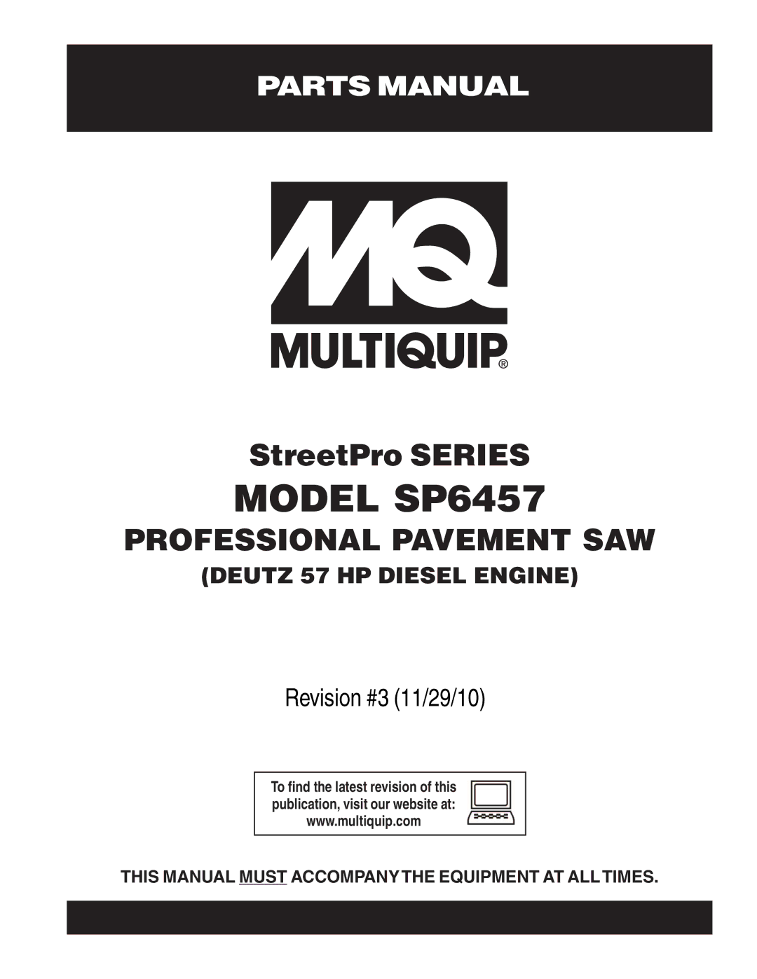 Multiquip manual Model SP6457 