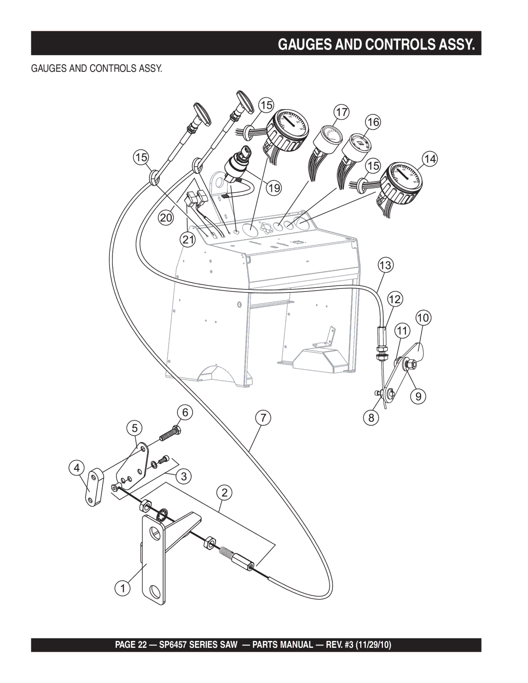 Multiquip SP6457 manual Gauges and Controls Assy 