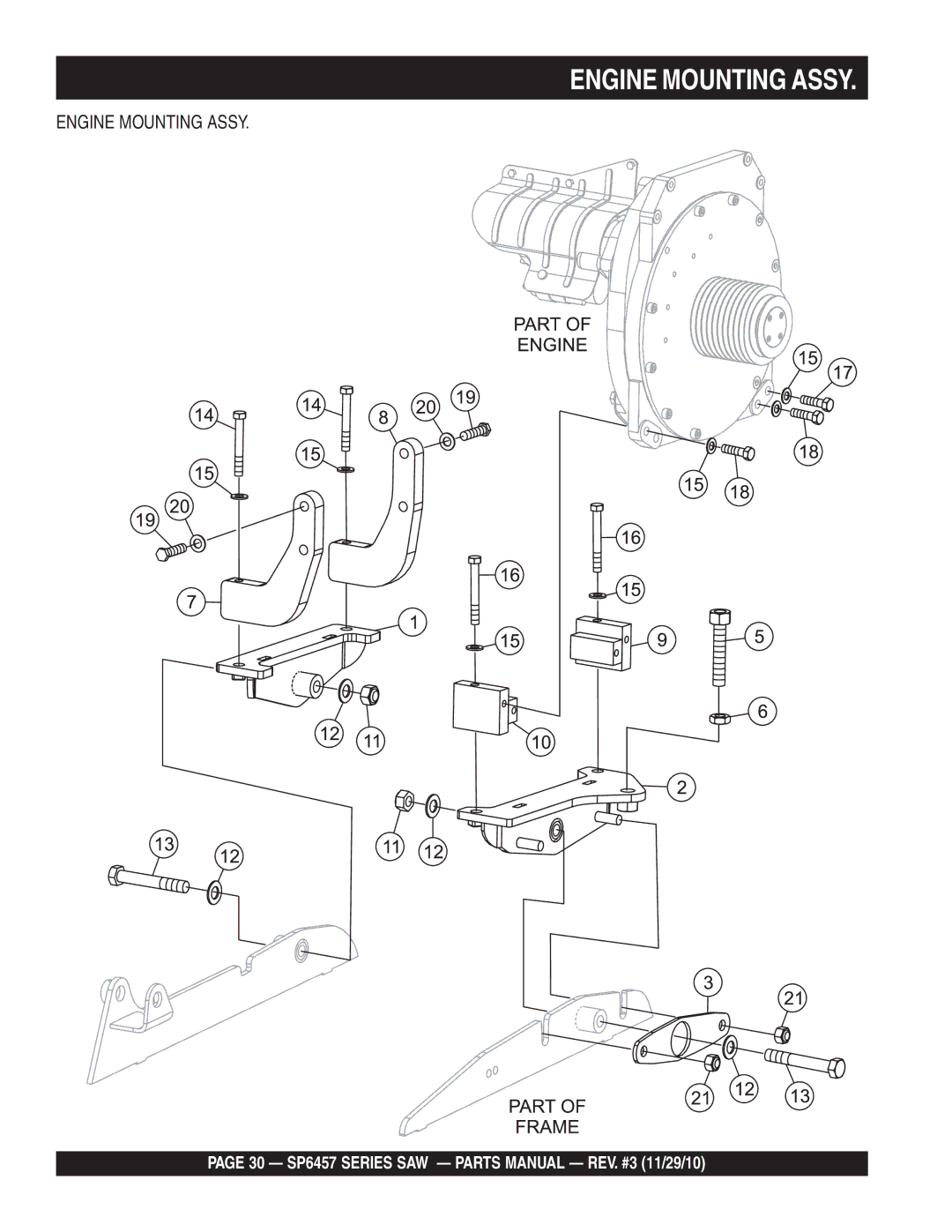 Multiquip SP6457 manual Engine Mounting Assy 