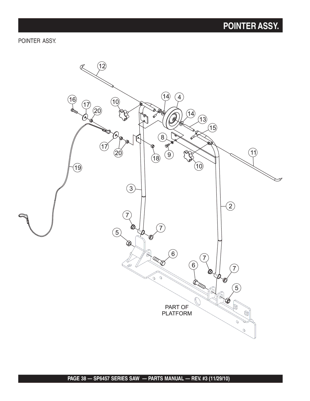 Multiquip SP6457 manual Pointer Assy 