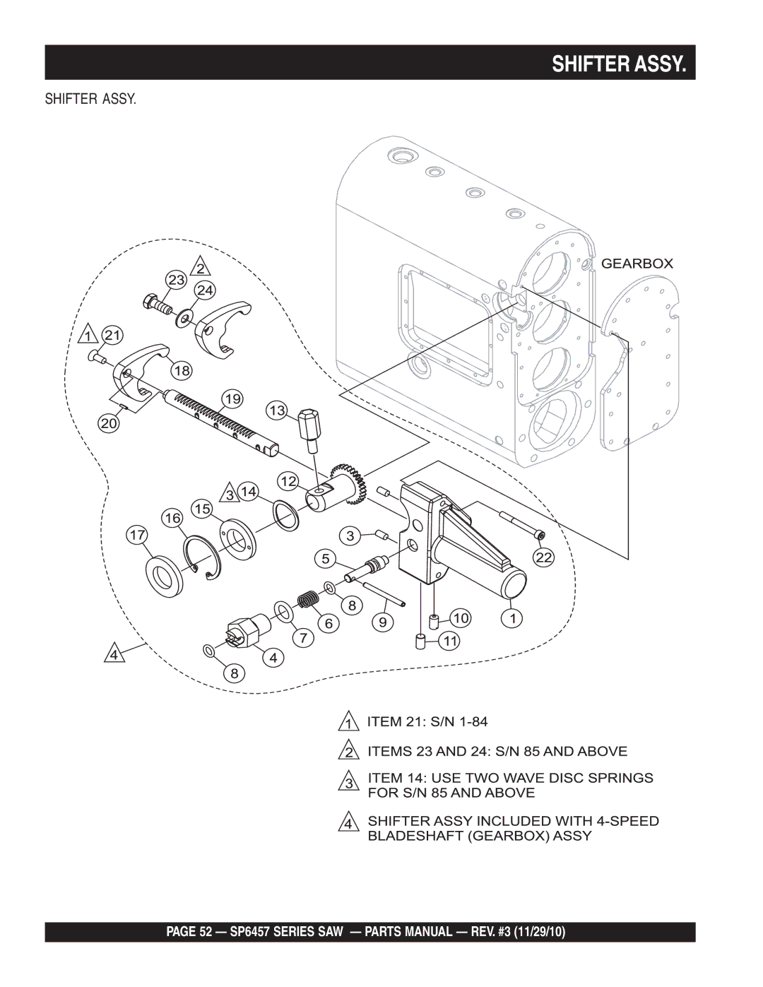 Multiquip SP6457 manual Shifter Assy 