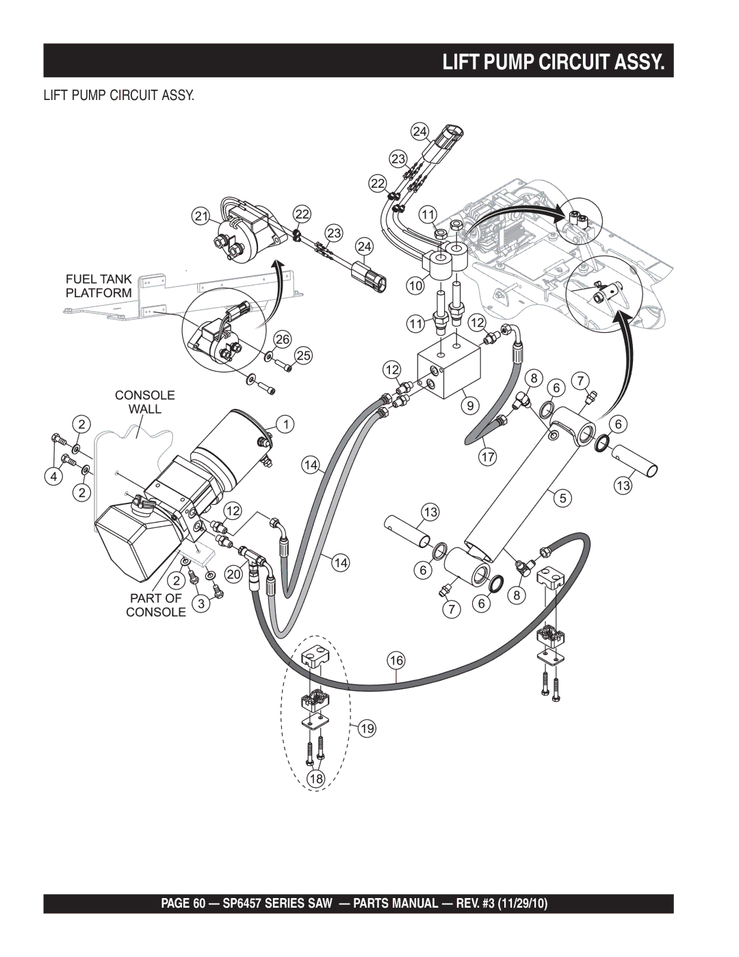 Multiquip SP6457 manual Lift Pump Circuit Assy 