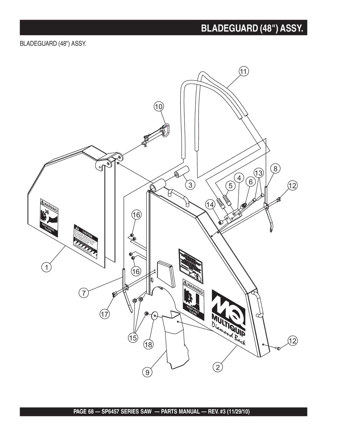 Multiquip SP6457 manual Bladeguard 48 Assy 