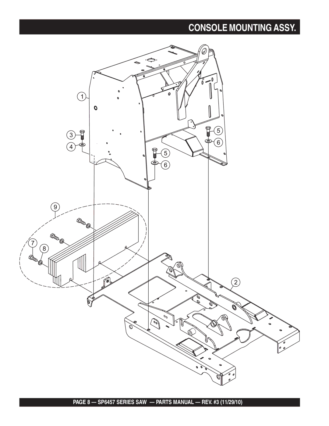 Multiquip SP6457 manual Console Mounting Assy 