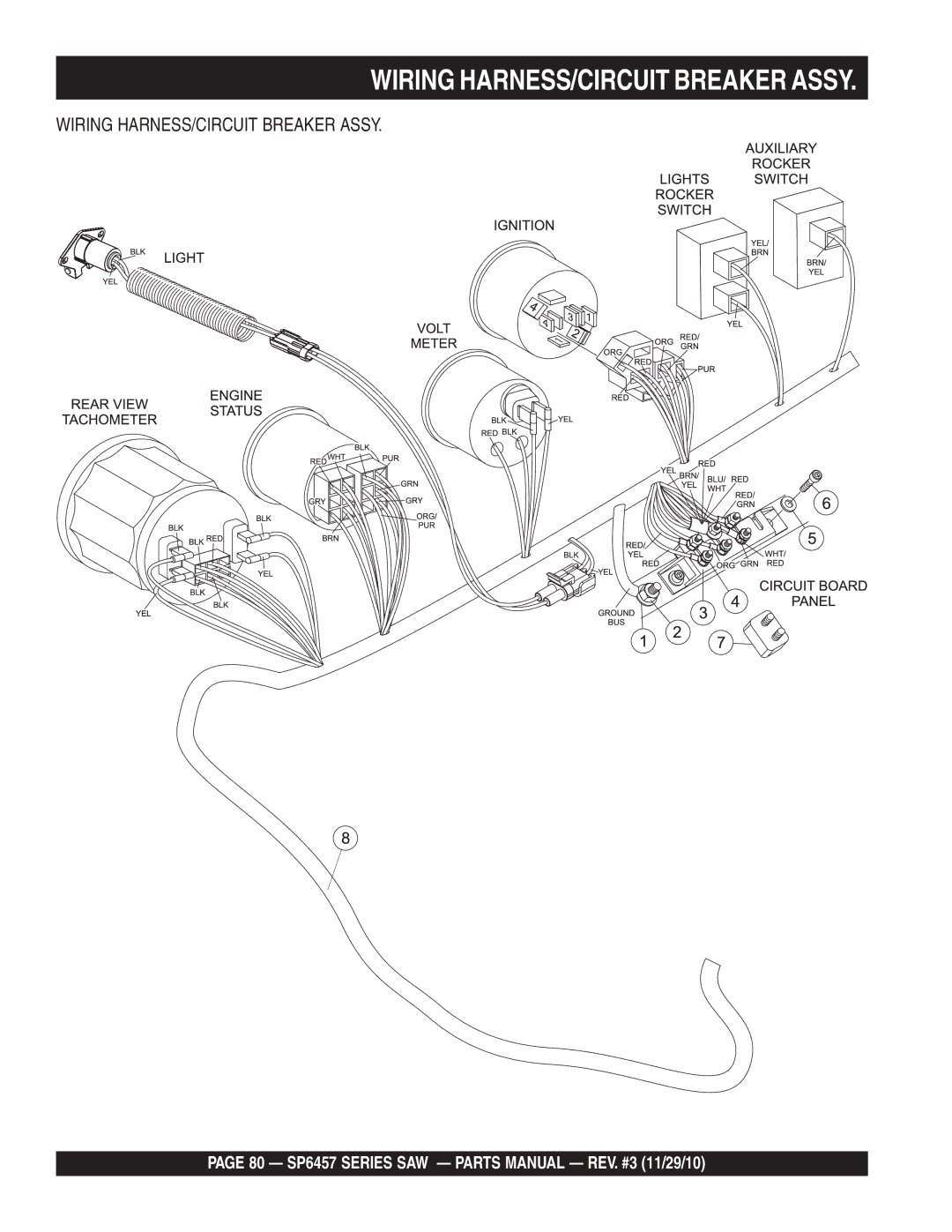 Multiquip SP6457 manual Wiring HARNESS/CIRCUIT Breaker Assy 