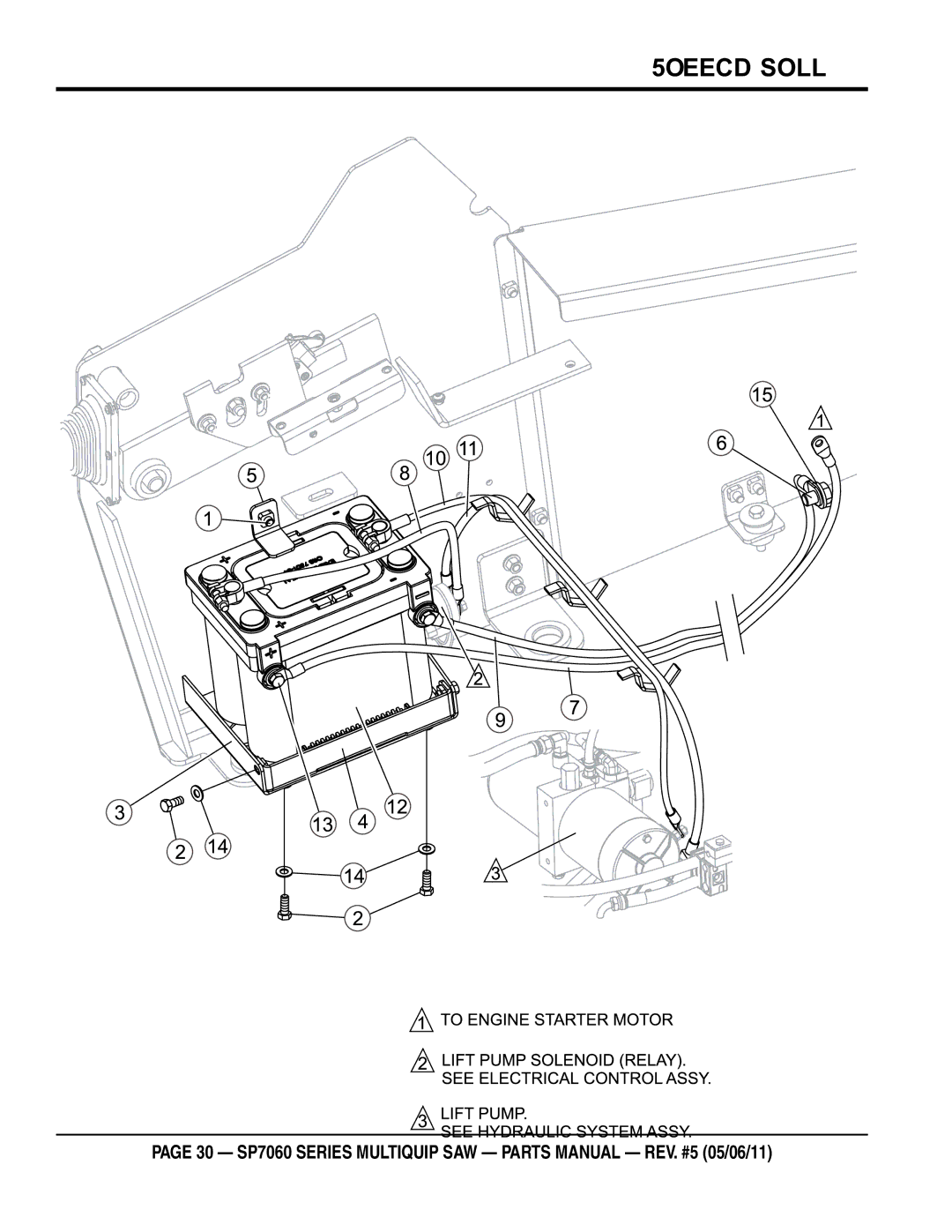 Multiquip SP706020, SP706036, SP706030, SP706026, SP706012 manual Battery Assy 