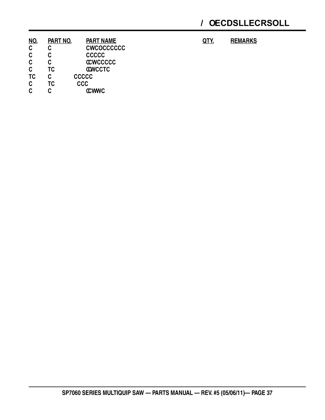 Multiquip SP706030, SP706020, SP706036, SP706026, SP706012 manual Hose ASSEMBLY, Crossover 