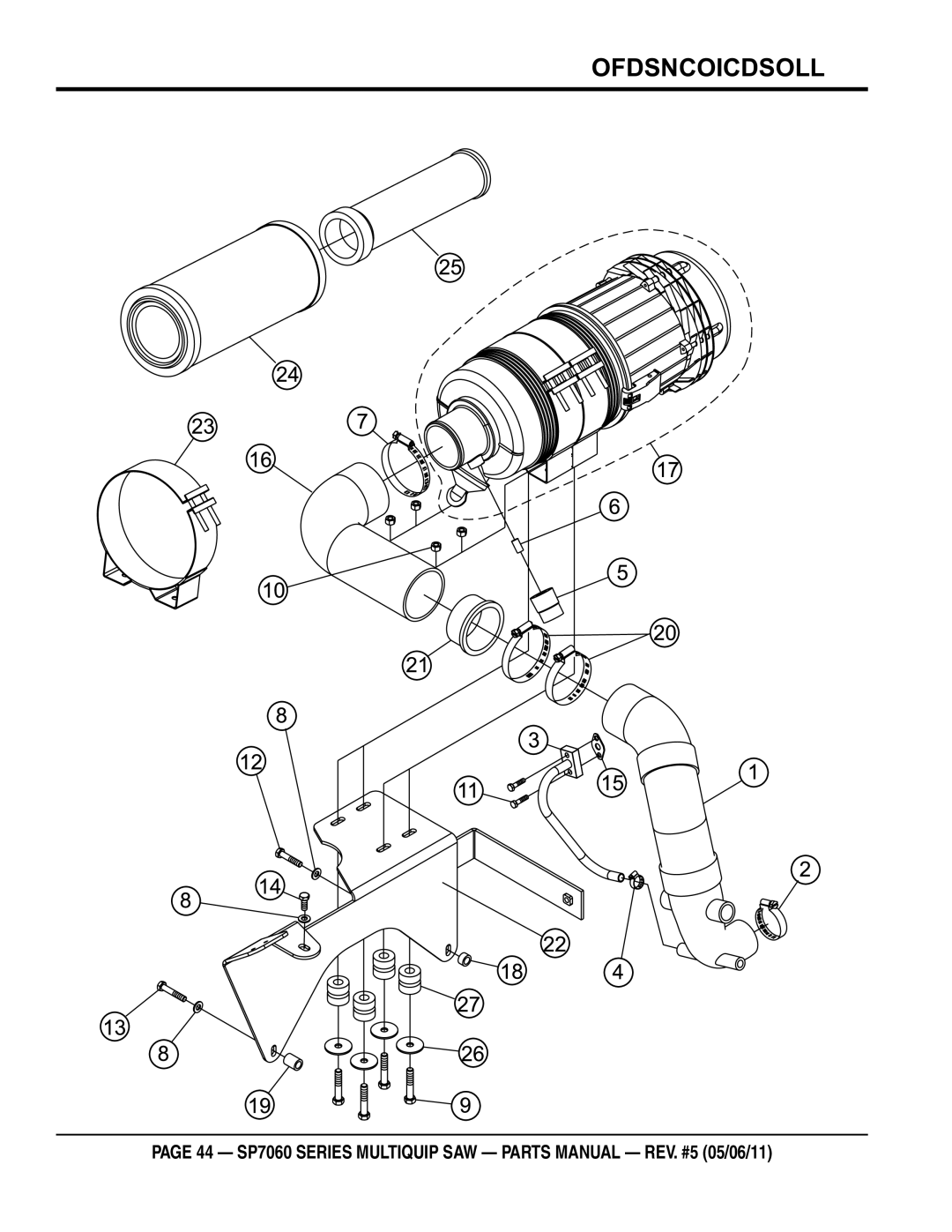 Multiquip SP706012, SP706020, SP706036, SP706030, SP706026 manual Air cleaner assy 