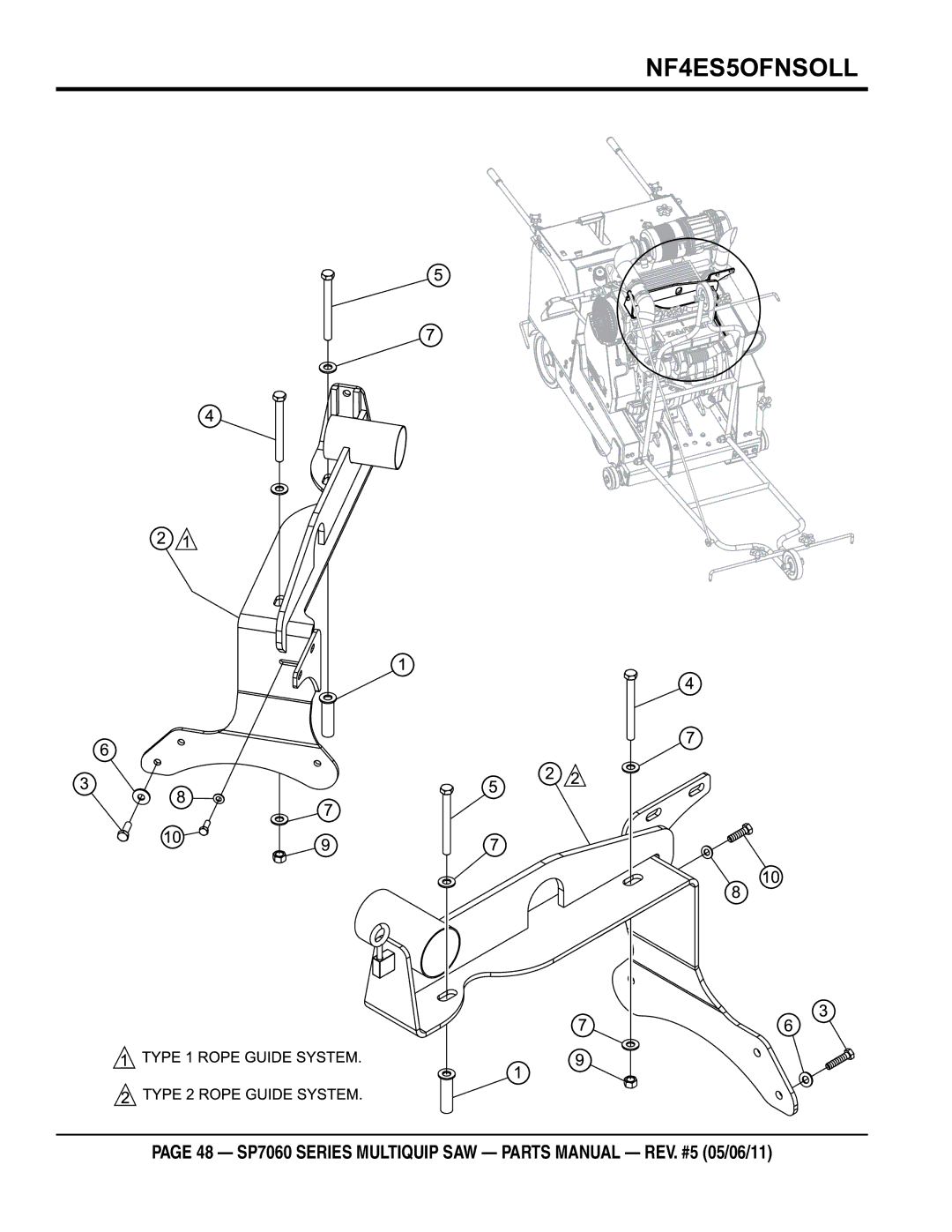 Multiquip SP706026, SP706020, SP706036, SP706030, SP706012 manual Lift bail assy 