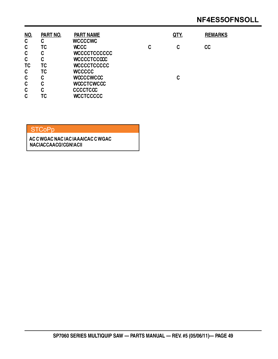 Multiquip SP706012, SP706020, SP706036, SP706030, SP706026 manual 37114 