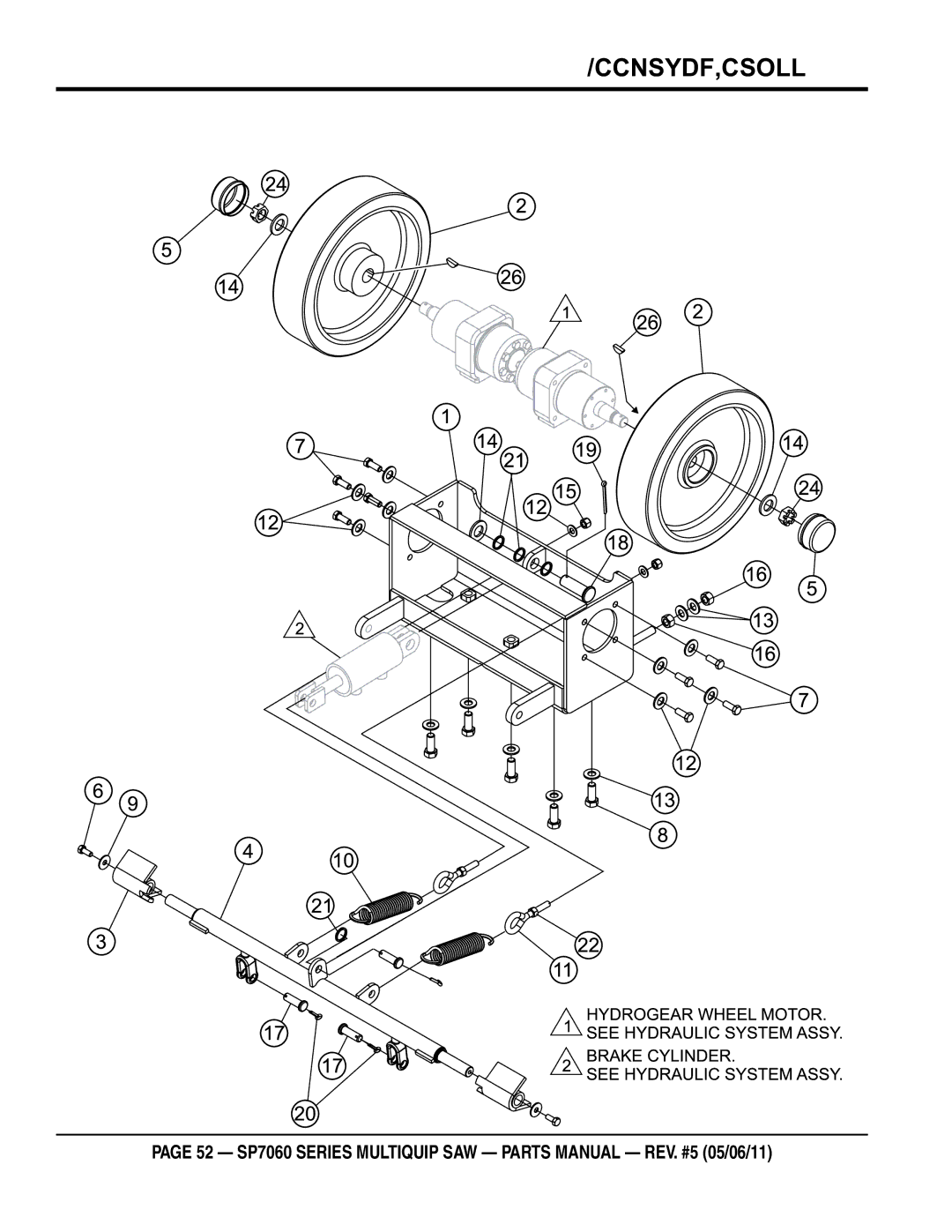 Multiquip SP706030, SP706020, SP706036, SP706026, SP706012 manual Wheel drive assy 