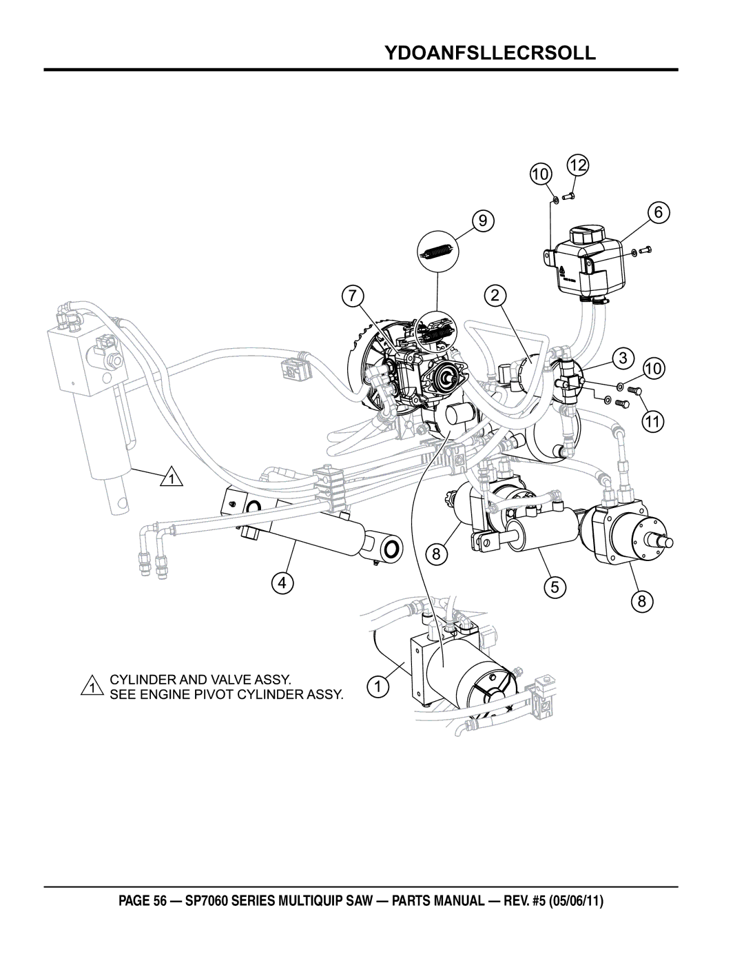 Multiquip SP706036, SP706020, SP706030, SP706026, SP706012 manual Hydraulic system assy 