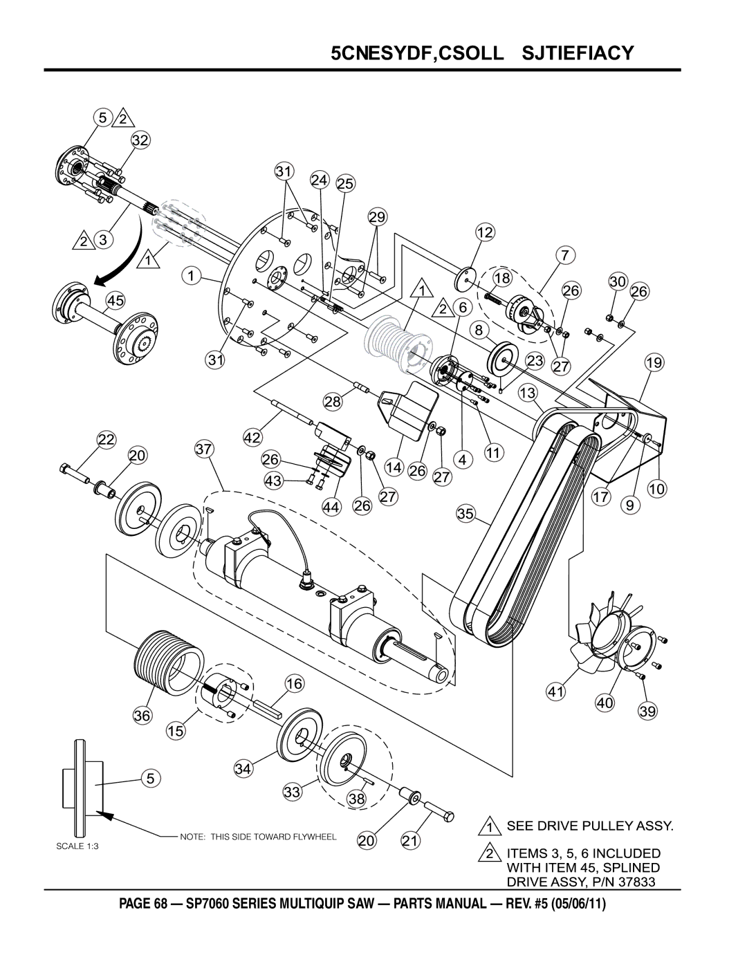 Multiquip SP706026, SP706020, SP706036, SP706030, SP706012 manual 68 SP7060 Series Multiquip SAW Parts Manual REV. #5 05/06/11 