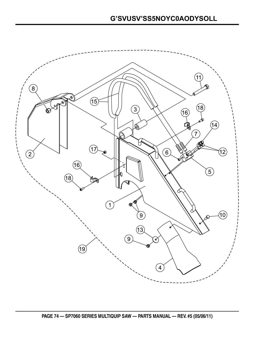 Multiquip SP706012, SP706020, SP706036, SP706030, SP706026 manual 16, 20, 26 bladeguard assy 