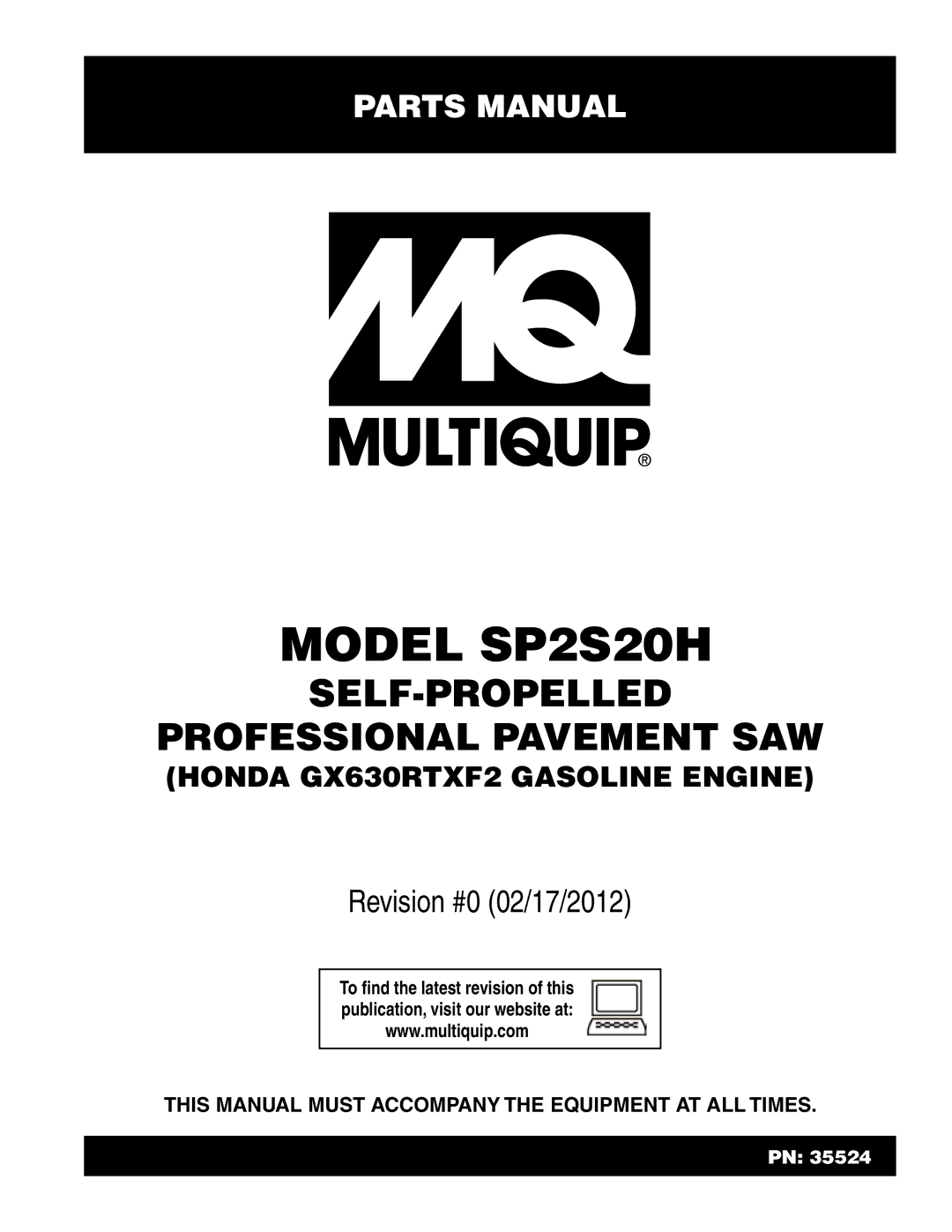 Multiquip SPs20H manual Model sp2s20h 