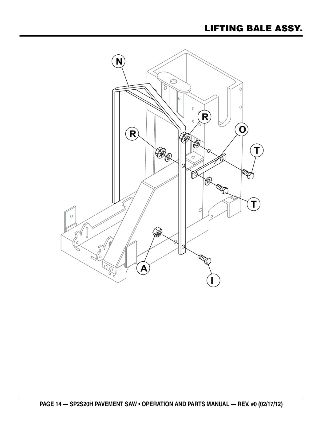 Multiquip SPs20H manual LIFTING Bale assy 