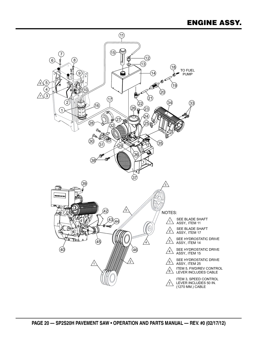 Multiquip SPs20H manual Engine assy 