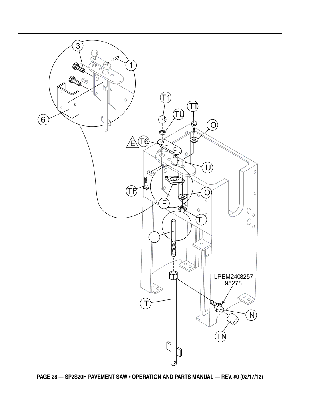 Multiquip SPs20H manual Manual raise and lower assy 