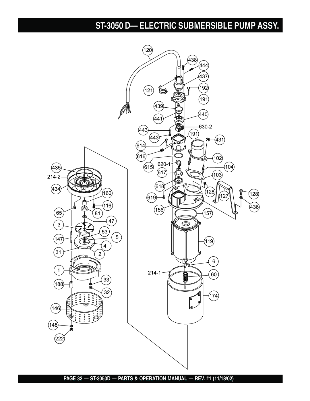 Multiquip ST-3050D manual ST-3050 D- Electric Submersible Pump Assy 