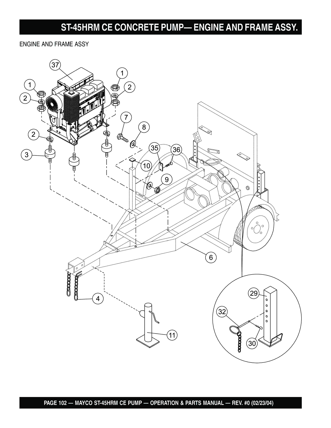 Multiquip ST-45HRM CE manual Engine and Frame Assy 