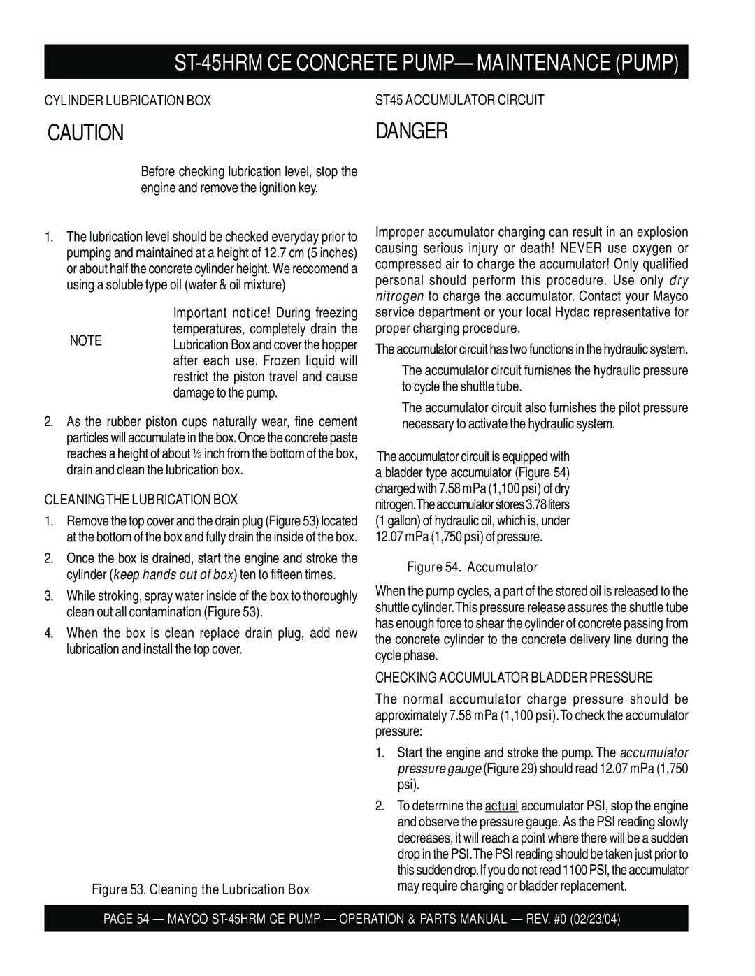 Multiquip ST-45HRM CE manual ST45 Accumulator Circuit, Cleaningthe Lubrication BOX, Checking Accumulator Bladder Pressure 